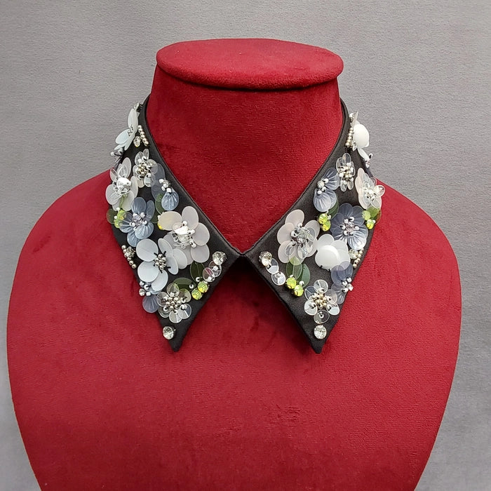 Neck Collar With Stone or Sequins With Zarkan Work Black 290324B