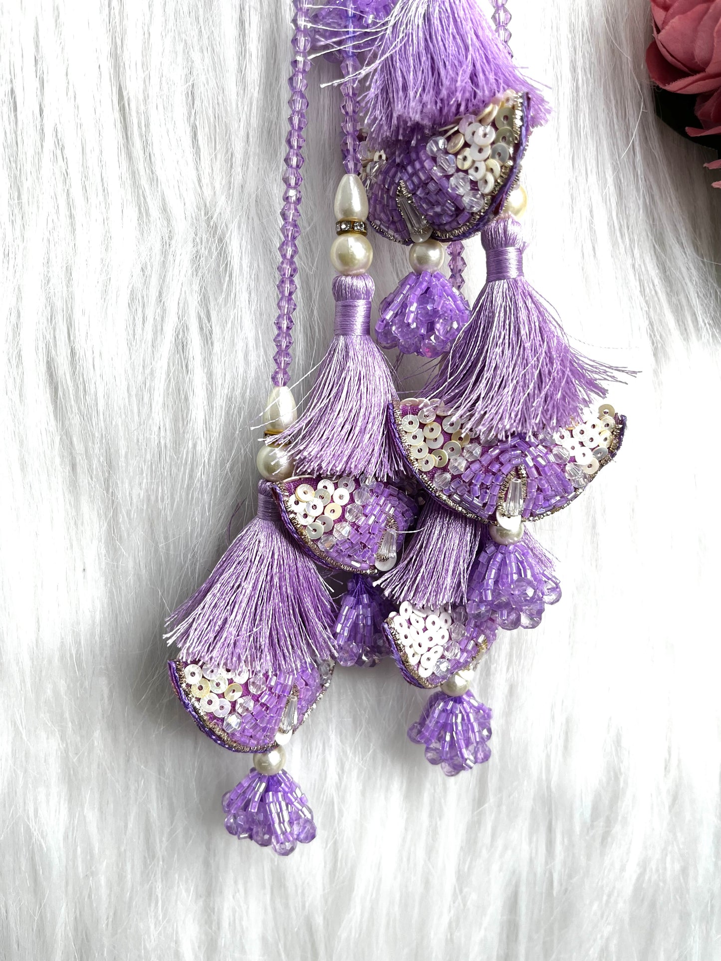 Beautiful Handwork Hanging Sequence Cutpipe And Crystal Work purple 020824