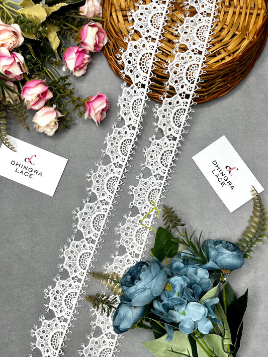 Beautiful White Cotton Cutwork Lace 130824