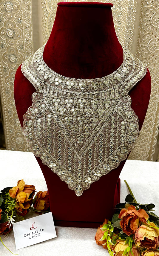 Beautiful Zari Work Neck Light Gold 271124 A