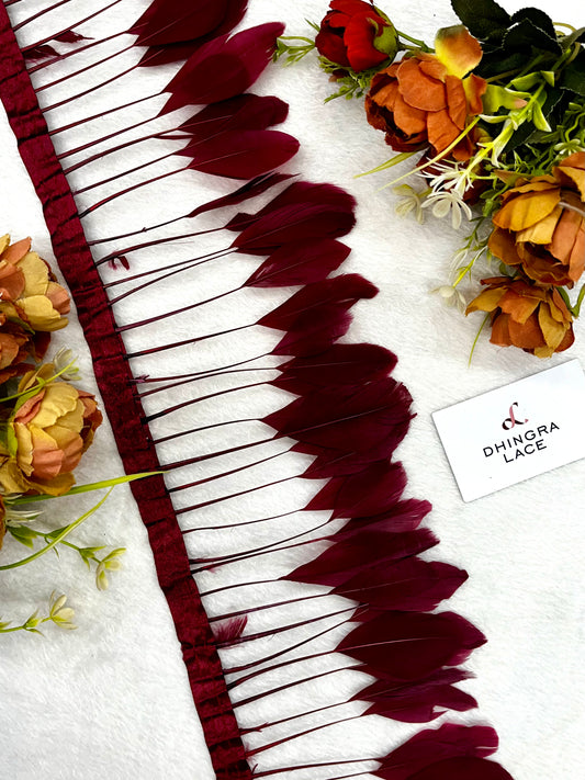 Beautiful Strip Feather Lace Wine 190924