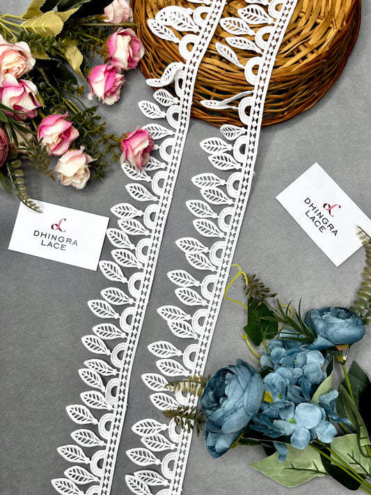 Beautiful White Cotton Hanging Leaf Lace 060824