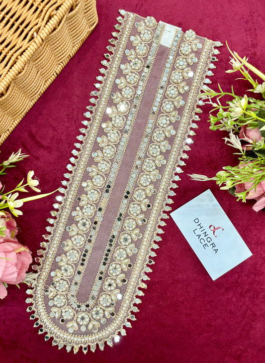 Beautiful Mirror And Pearls Work Neck Rose Gold 051024