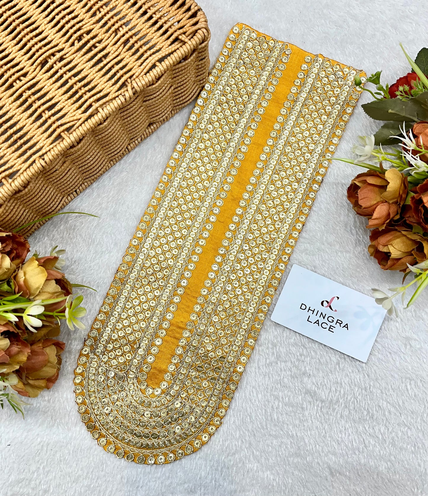 Beautiful Silk Based Zari Work Neck Patch Yellow 141224 Deal