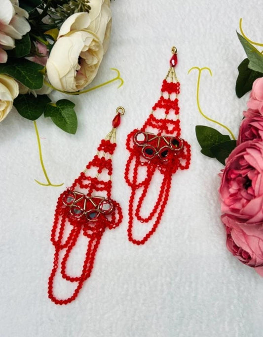 Beautiful Crystal Work Hanging Red 220824